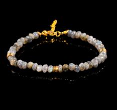 Handmade Labradorite Beaded Bracelet for Women in Brass with 22k Gold Plating